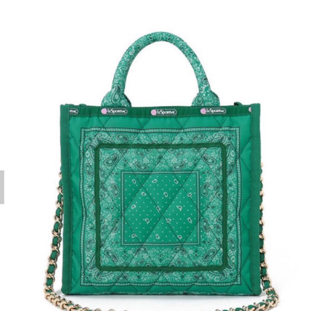 レスポートサック SM CHAIN QUILT TOTE バンダナグリーン 最終価格 新品 タグ付きレスポートサック ショルダーバッグSM