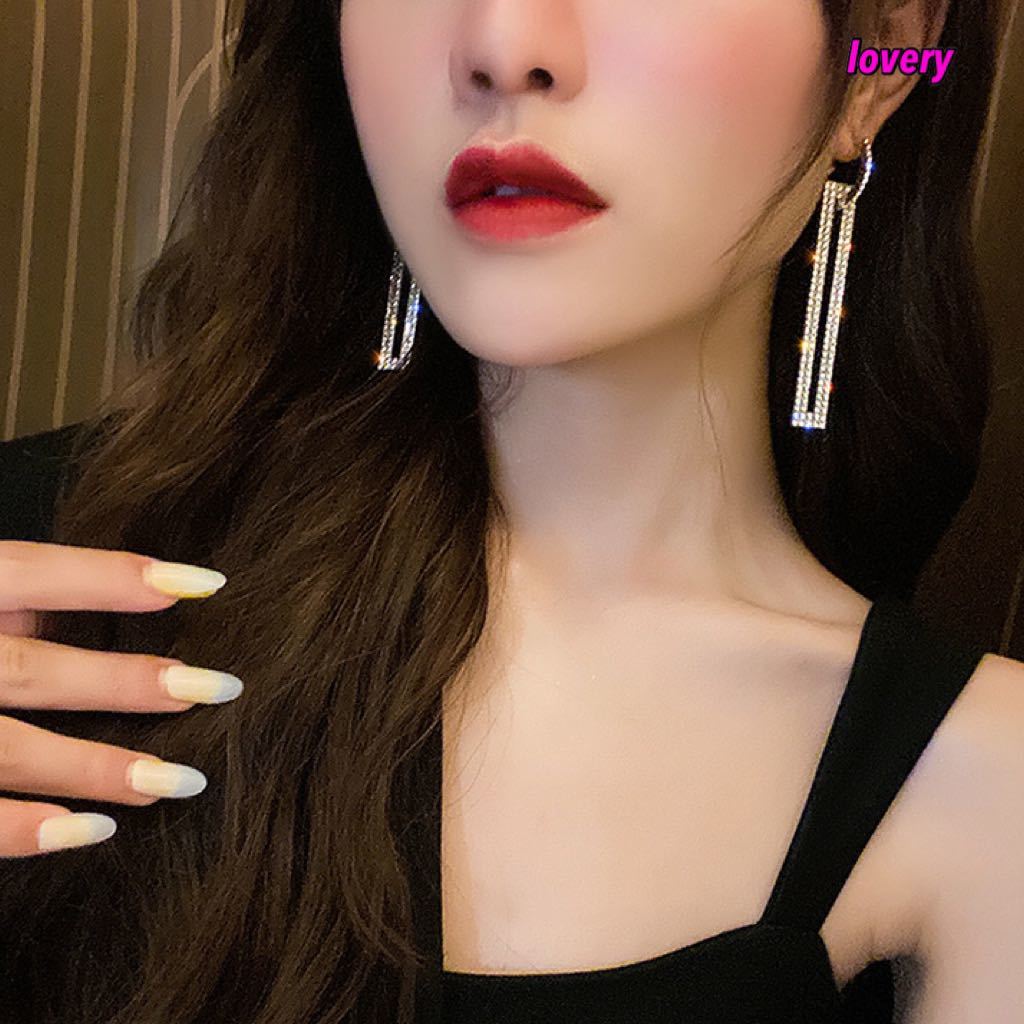 スクエアビシューピアス　シルバーピアス　韓国ピアス　ビシューピアス　大ぶりピアス　ロングピアス　お呼ばれ　パーティ　結婚式　卒業式_画像4