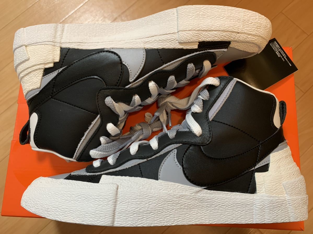 27.5cm NIKE BLAZER MID SACAI BLACK ナイキ ブレーザー ミッド サカイ
