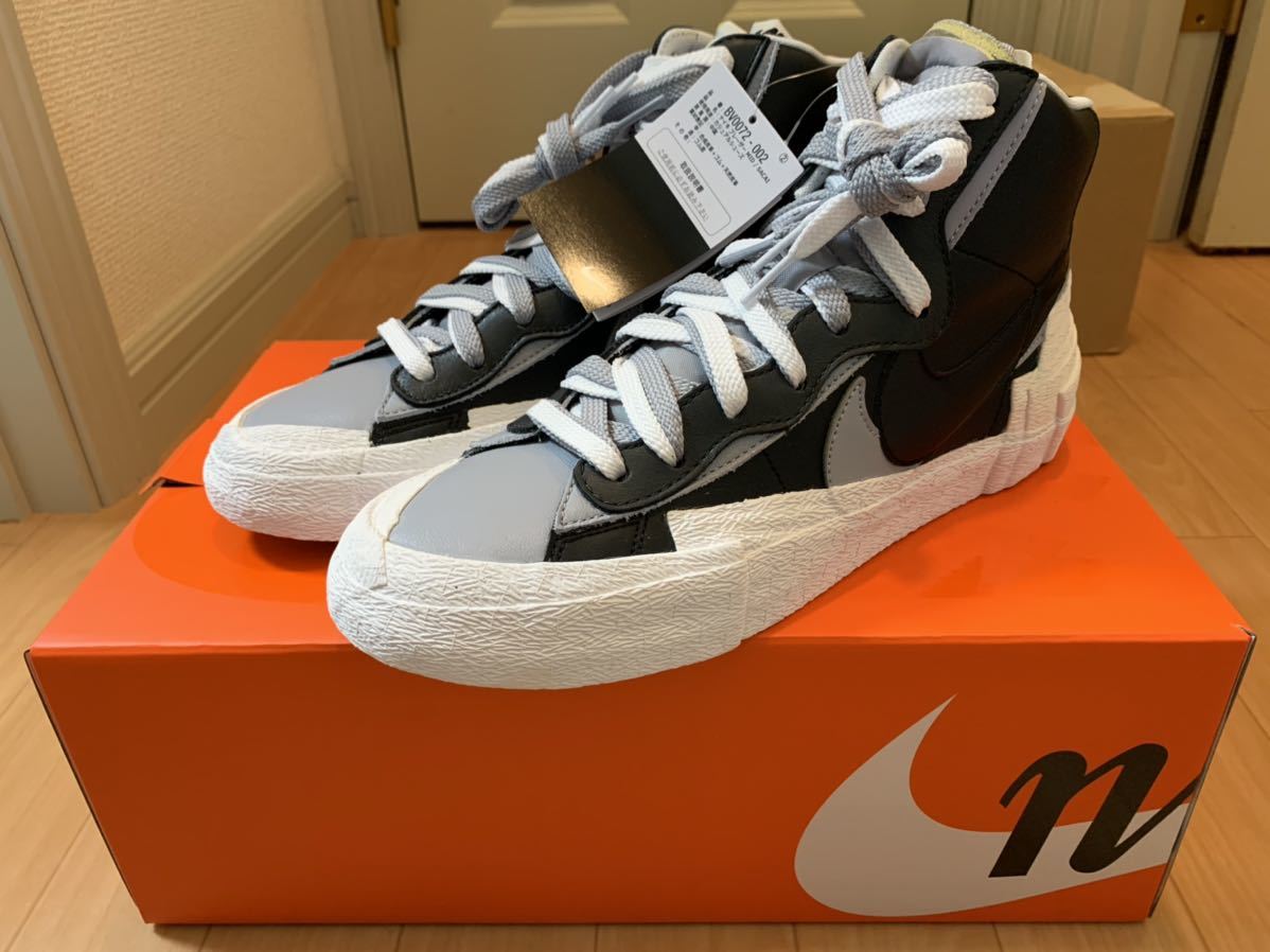 27.5cm NIKE BLAZER MID SACAI BLACK ナイキ ブレーザー ミッド サカイ