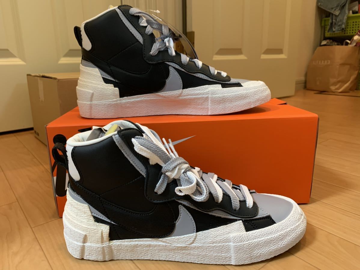 27.5cm NIKE BLAZER MID SACAI BLACK ナイキ ブレーザー ミッド サカイ