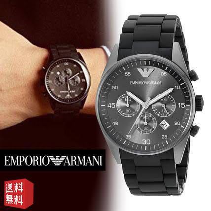 ■ AR5889 エンポリオアルマーニ 腕時計 アルマーニ ウオッチ クロノグラフ 新品 ブラックxクロームブラック スポーツ クオーツ ARMANI
