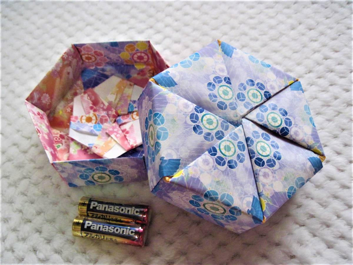  смешанные товары # шестиугольник коробка super прекрасный рисунок мир ... Sakura красивый бог . голубой розовый No.017 ручная работа оригами бардачок. .. san. коробка серии ручная работа 