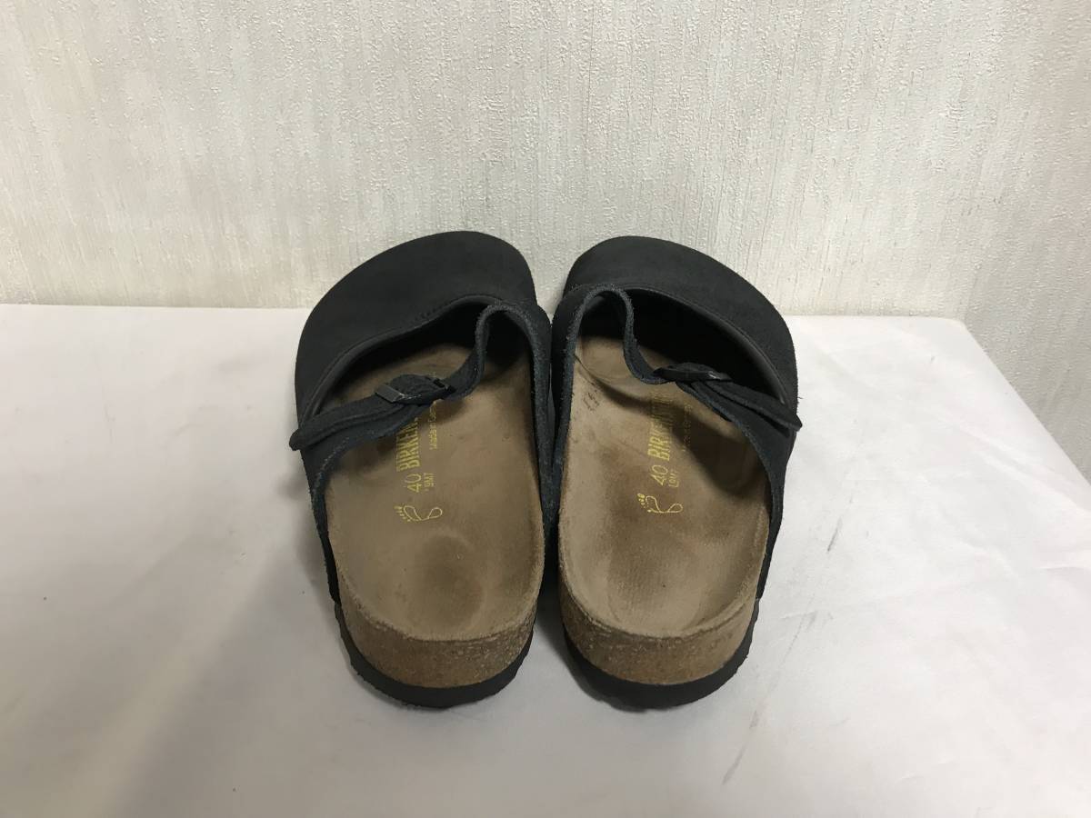 美品本物ビルケンシュトックBIRKENSTOCK本革スエードレザーサンダルシューズスニーカー靴25cmメンズ40旅行トラベル黒ブラックドイツ製