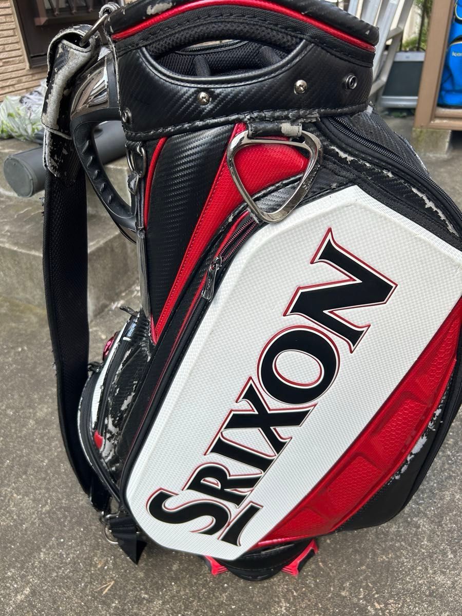 信頼への信頼 レア中古 キャディバッグ【黒・白・赤 3点式ベルトタイプ SRIXON ダンロップ