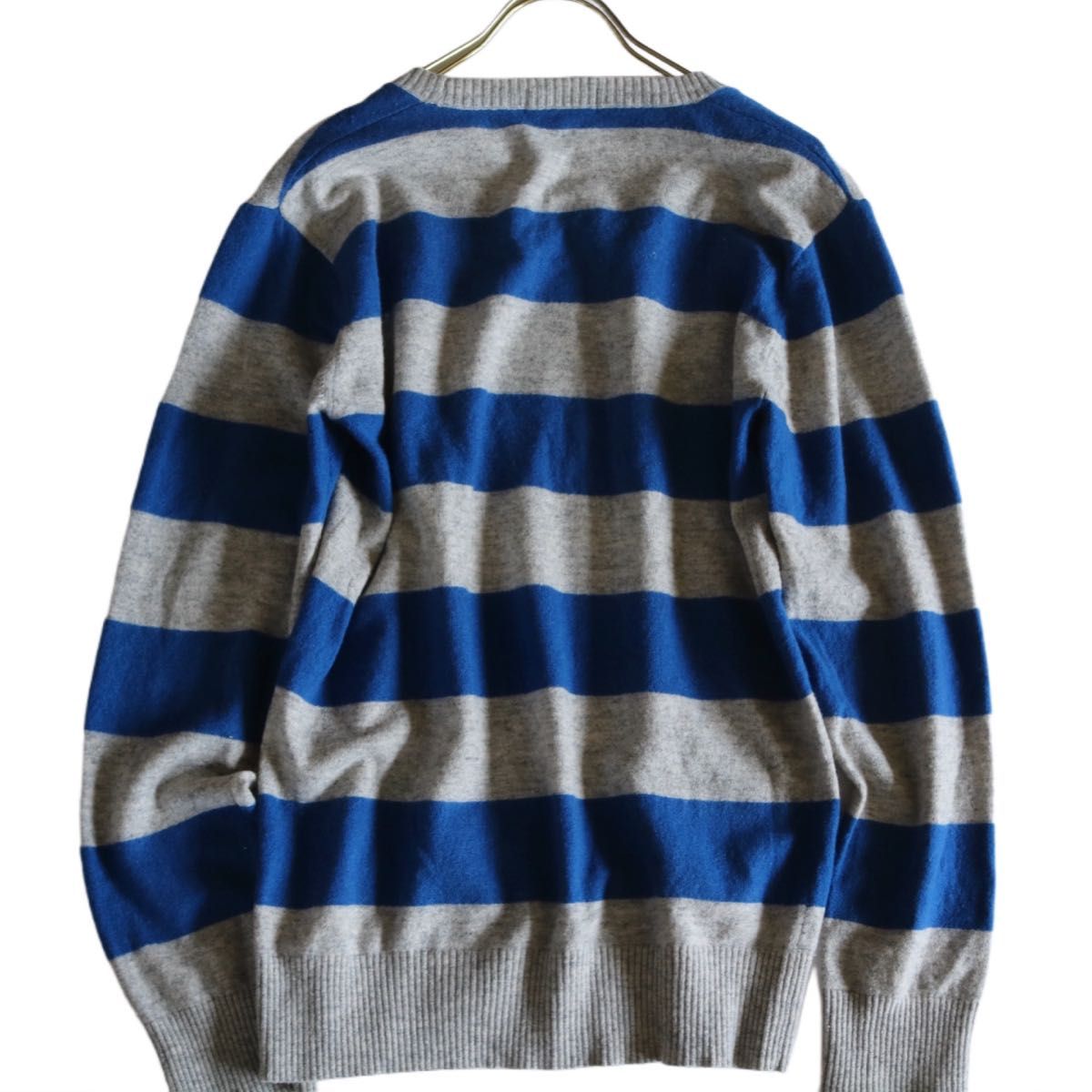 BURBERRY BLACK LABEL】太ボーダーニット クルーネック 灰 BURBERRY BLACK LABEL】太ボーダーニット クルーネック 灰