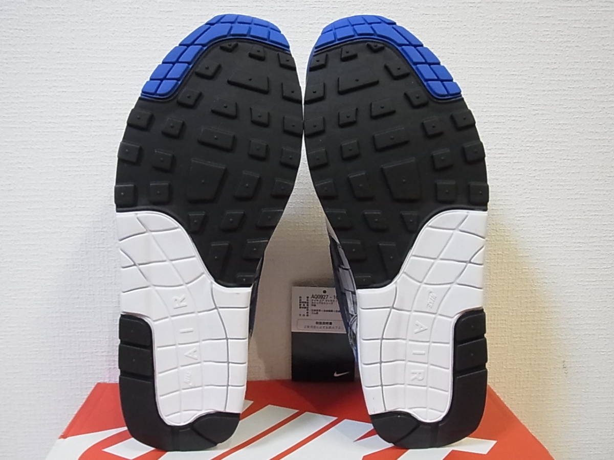 国内新品 NIKE AIR MAX 1 PRNT WE LOVE WHITE GAME ROYAL BLUE ATMOS ナイキ エア マックス アトモス ブルー 白青 AQ0927-100 30cm US12_画像6