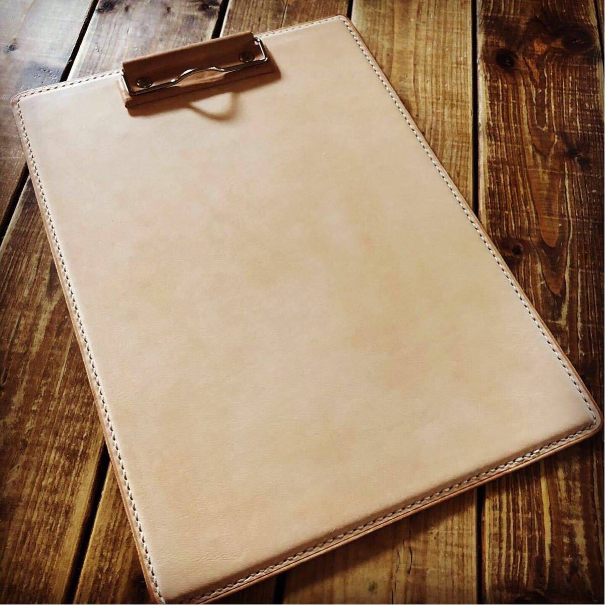 ハンドメイド 栃木レザー ヌメ革 A4用紙サイズ バインダー