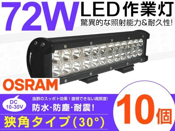 大人気！72W ワークライト 作業灯防水 防災 漁船 船 倉庫 集魚灯 夜釣り OSRAM LED搭載 6480lm DC12 24V 送料無料 10個セット/207B