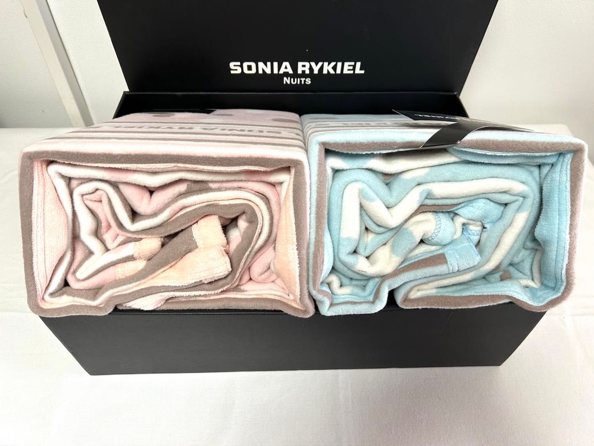 未使用】SONIA RYKIEL ソニアリキエル ドット柄 綿毛布 ペア 2枚 未使用】SONIA RYKIEL ソニアリキエル ドット柄 綿毛布 ペア 2枚