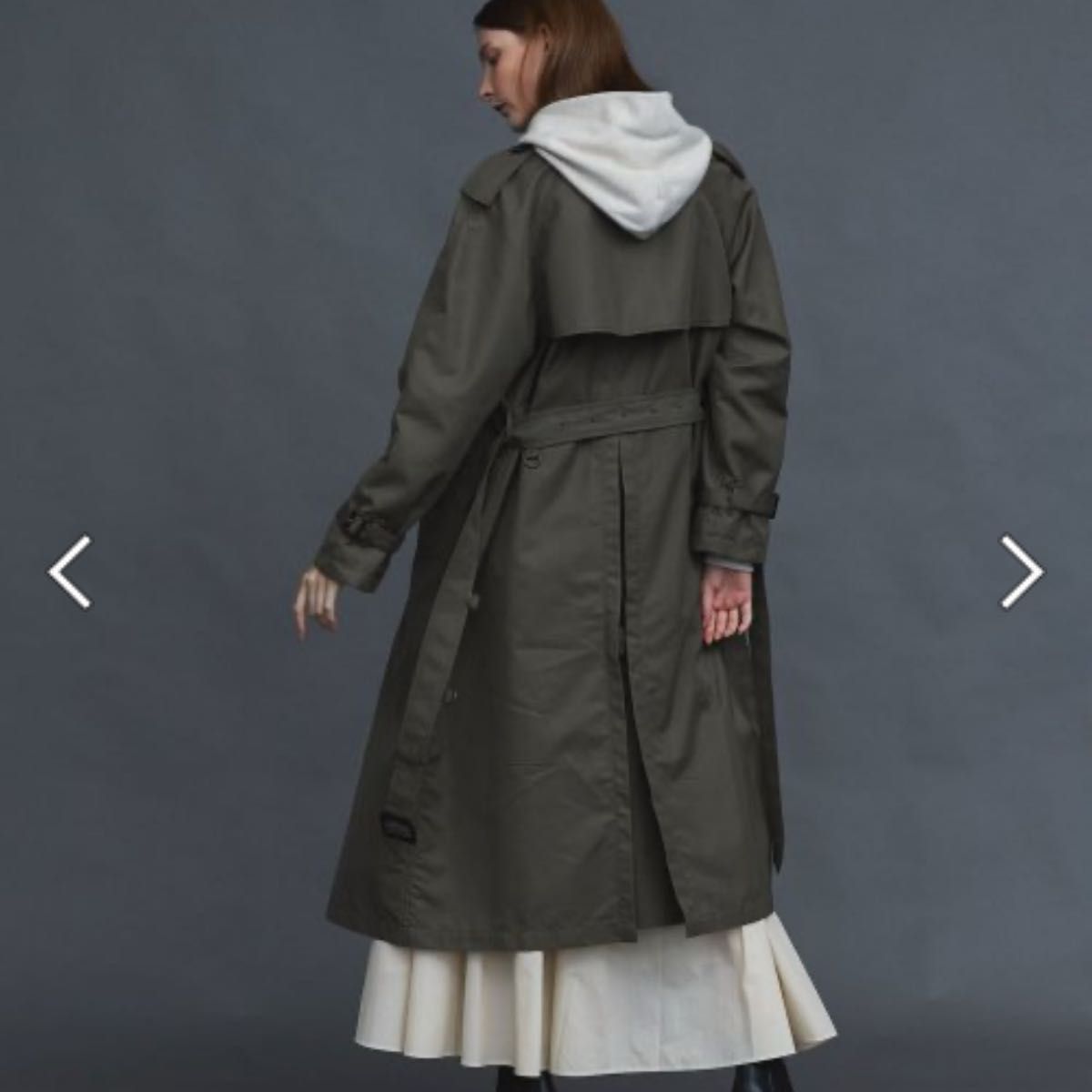 美品】ノークバイザライン ロング トレンチコート カーキ 美品】ノークバイザライン ロング トレンチコート カーキ