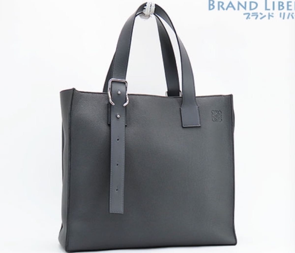 美品】ロエベ LOEWE バックル ジッパー トートバッグ アンスラ 美品】ロエベ LOEWE バックル ジッパー トートバッグ アンスラ