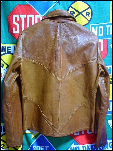 { lining less. the first period type }Made in USA made America made OSHWAKONoshuwa navy blue Vintage craft leather jacket 60 period 60s70s70 period tea Shipi-
