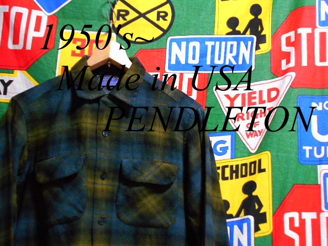 ★雰囲気◎なシャドーチェックの1枚★Made in USA製アメリカ製PENDLETONペンドルトンビンテージウールシャツ50s50年代ケアタグ付オンブレー_♪1950s~ PENDLETON♪