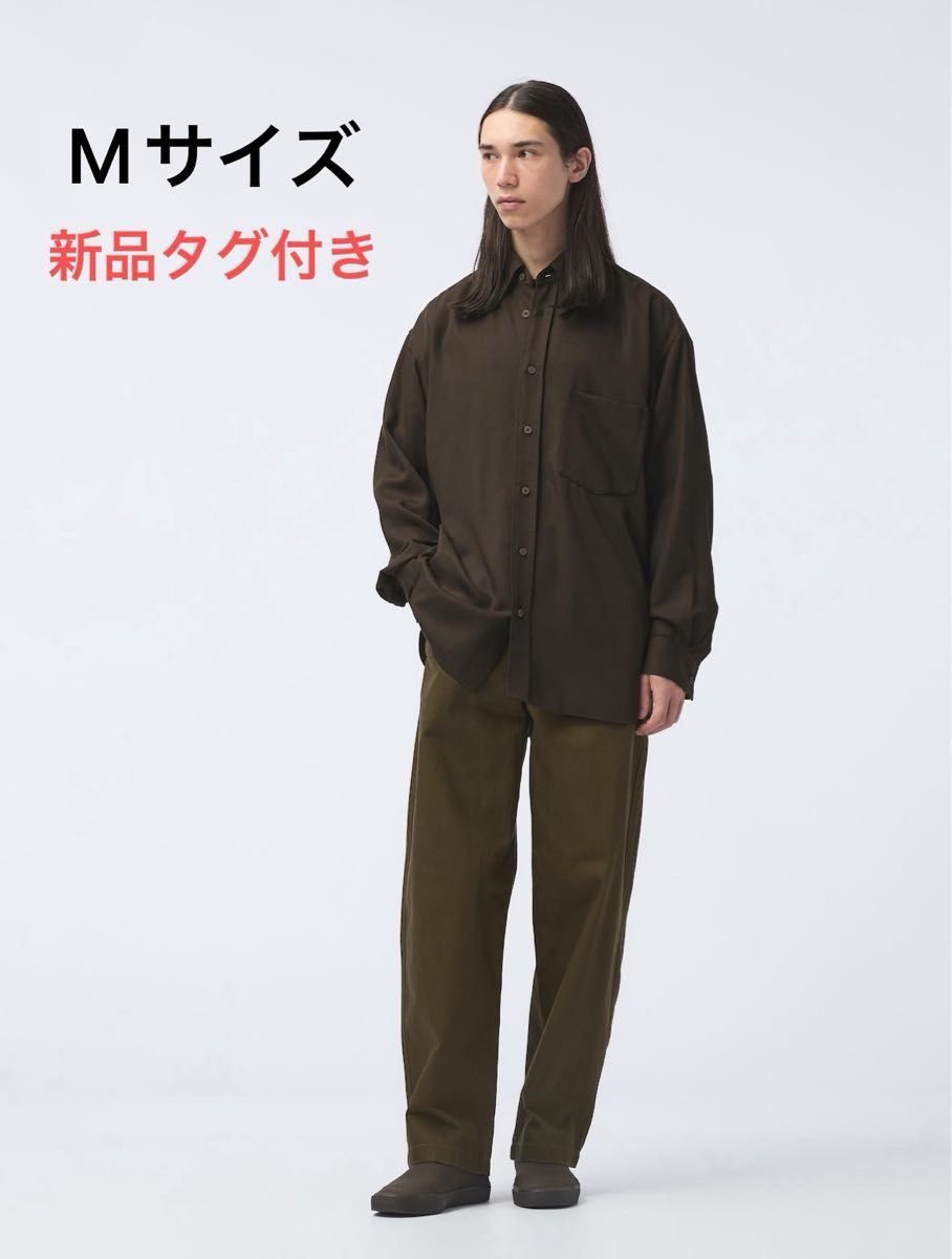新品】UNIQLO U ドレープシャツ ダークブラウン Mサイズ 新品】UNIQLO U ドレープシャツ ダークブラウン Mサイズ