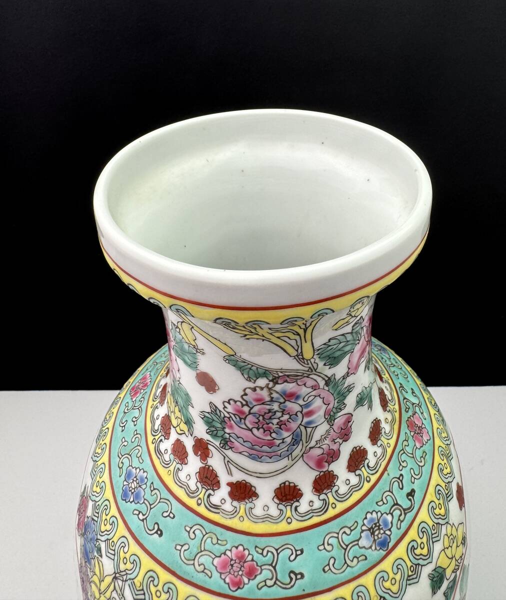 瑞】中国美術 景徳鎮製 粉彩 鳳凰松鶴文 大花瓶 高:60 瑞】中国美術 景徳鎮製 粉彩 鳳凰松鶴文 大花瓶 高:60