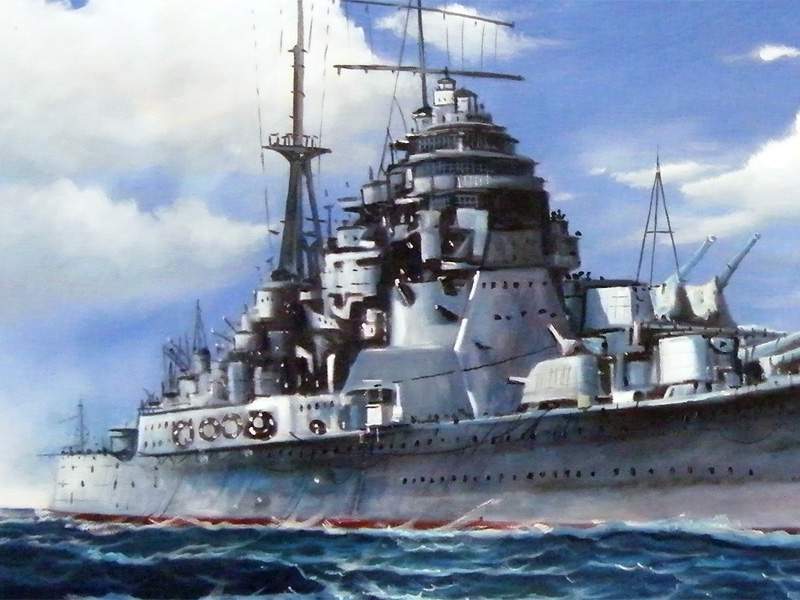 ヤフオク 油絵 風景画 重巡洋艦 愛宕 の勇姿 M30号