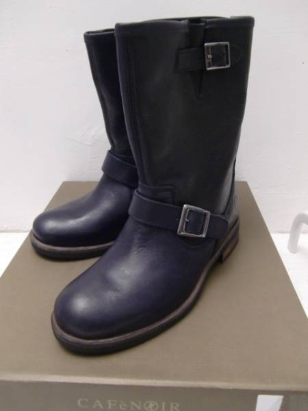  free shipping new goods exhibition goods Italy departure CAFe\'NOIR Cafe nowa-ru41 26.5cm rom and rear (before and after) engineer Rider's boots Work boots leather made 