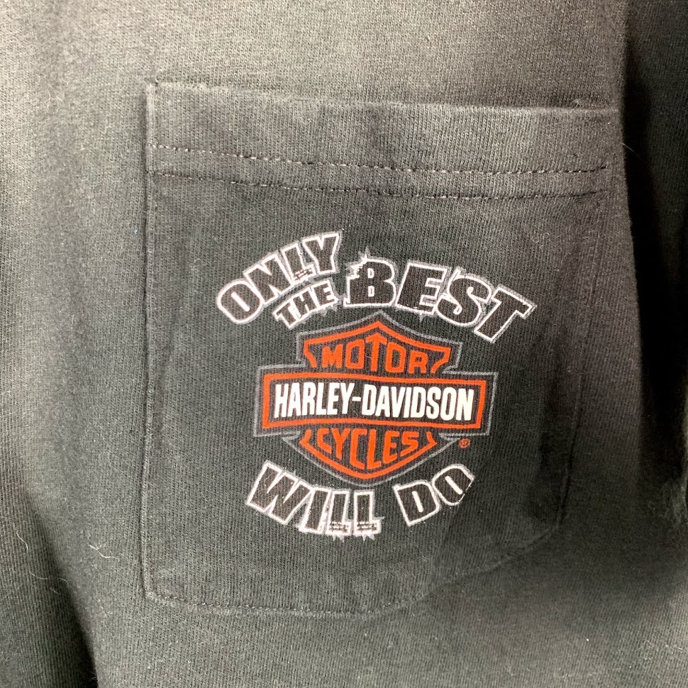 アメリカ製 Harley Davidson Tシャツ Mサイズ ハーレー ダビッドソン T SHIRT USA ポケット ロゴ ブラック 黒_画像3