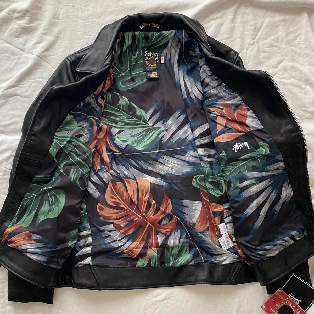 レア デッドストック 【米国製】Stussy x Schott レザー レア デッドストック 【米国製】Stussy x Schott レザー