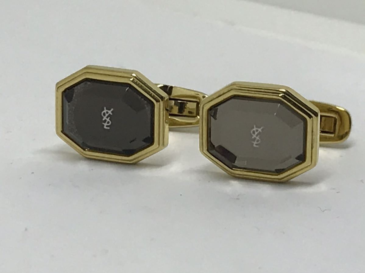 美品 YSL イブサンローラン クリスタル カフリンクス カフス 美品 YSL イブサンローラン クリスタル カフリンクス カフス