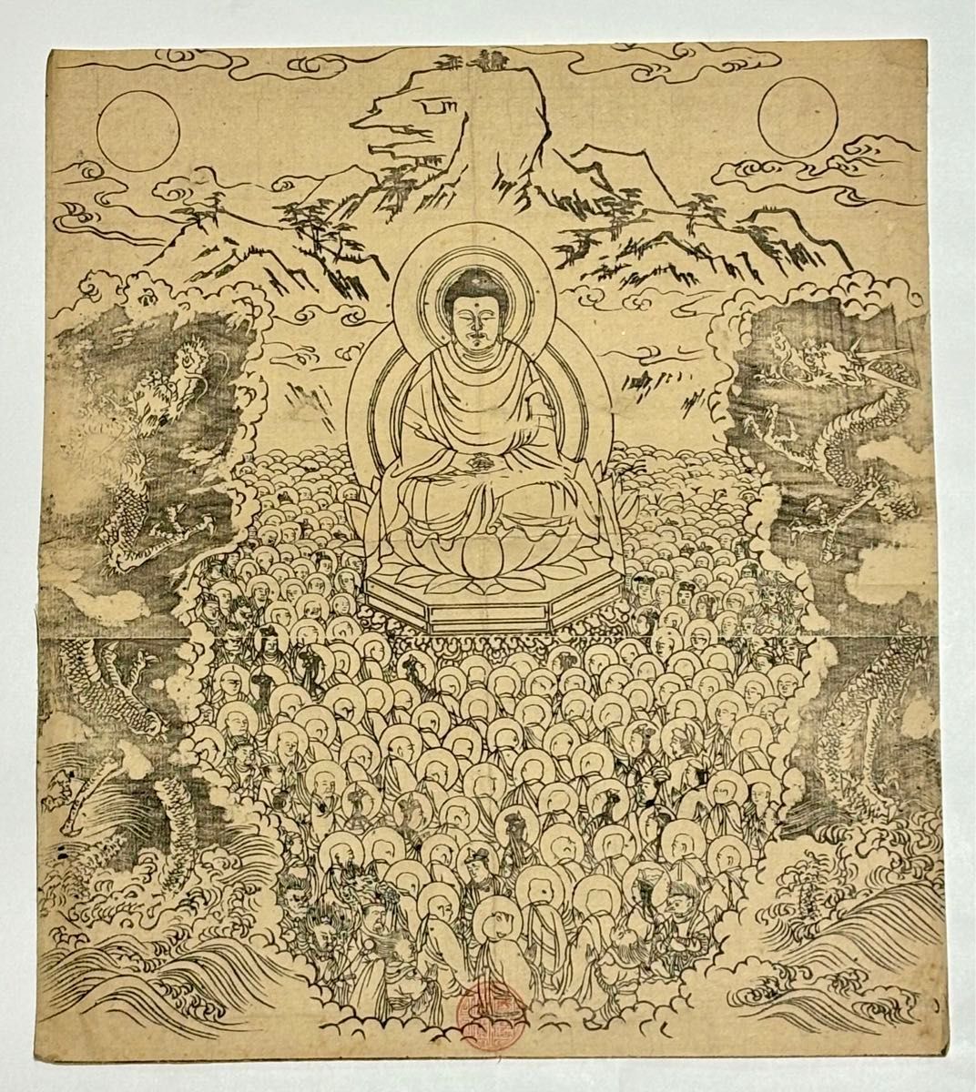釈迦坐像図」木版画 1枚|仏教美術 木版画 仏画 和本 江戸時代 釈迦坐像図」木版画 1枚|仏教美術 木版画 仏画 和本 江戸時代