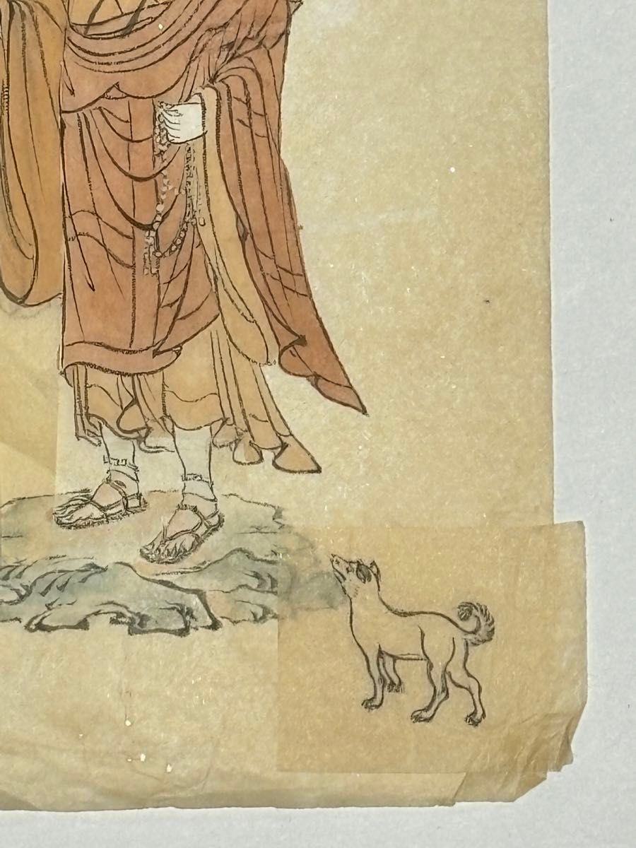 彩色画 弘法大師図」手書き 1枚|空海 真言宗 密教 高野山 和本 彩色画 弘法大師図」手書き 1枚|空海 真言宗 密教 高野山 和本