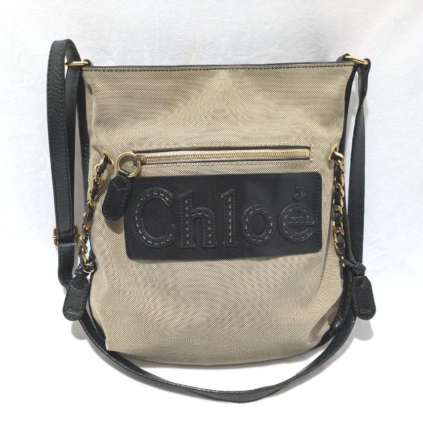 Chloe クロエ ハーレー ロゴ ショルダーバッグ キャンバス Chloe クロエ ハーレー ロゴ ショルダーバッグ キャンバス