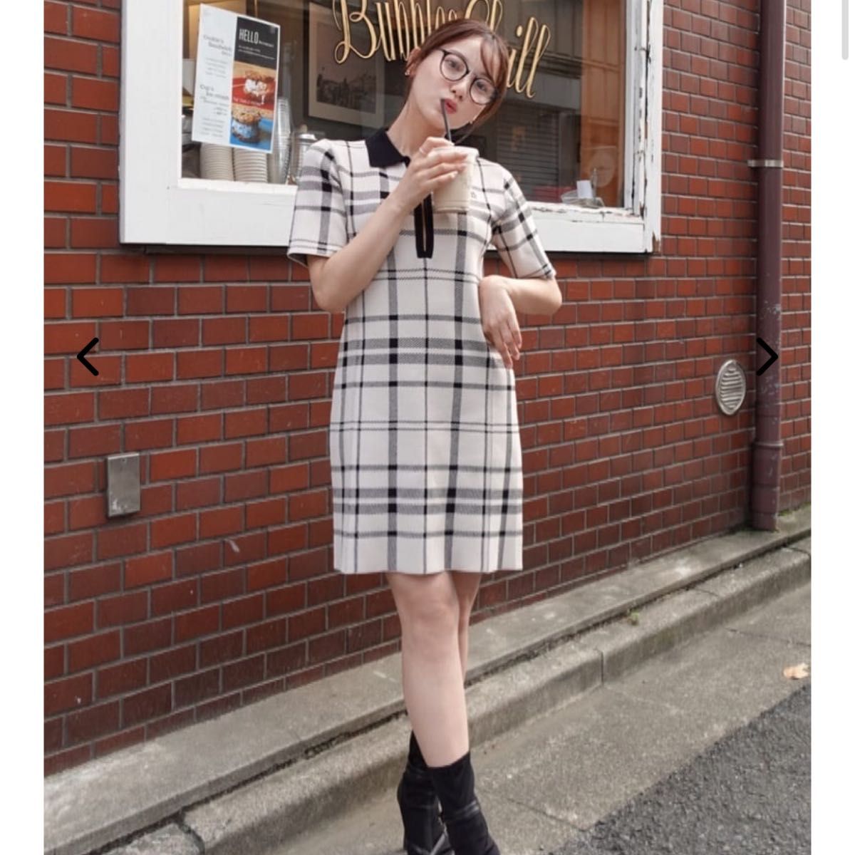 新品 her lip to Trois Logo Knit Mini Dress チェック ニット 新品 her lip to Trois Logo Knit Mini Dress チェック ニット