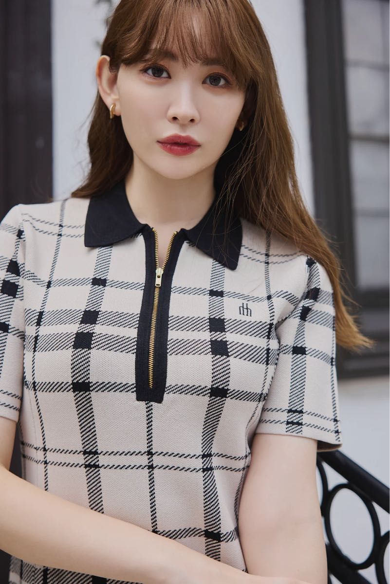 新品 her lip to Trois Logo Knit Mini Dress チェック ニット 新品 her lip to Trois Logo Knit Mini Dress チェック ニット