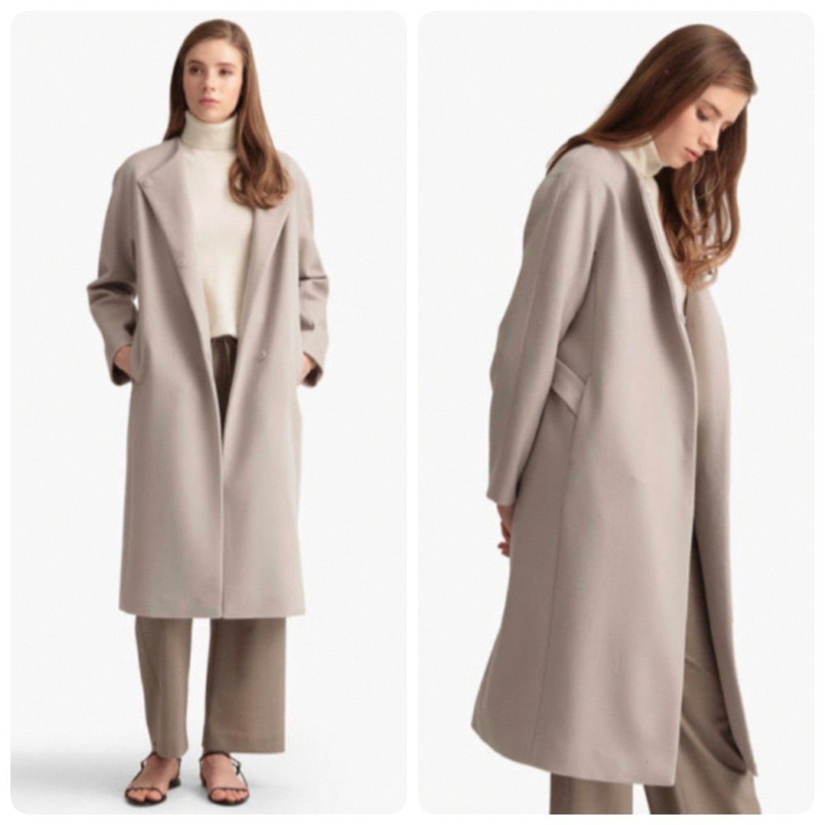 セオリーリュクス 19AW ノーカラー ベルト ロングコート セオリーリュクス 19AW ノーカラー ベルト ロングコート