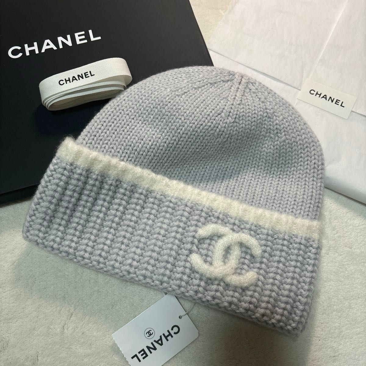 新品タグ付 CHANEL シャネル ニット帽 ビーニー ニットキャップ 新品タグ付 CHANEL シャネル ニット帽 ビーニー ニットキャップ