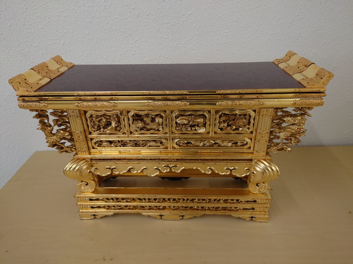 仏具 阿弥陀堂型前卓 1尺6寸 中古品 打敷 華瓶卓 阿弥陀卓 仏具 阿弥陀堂型前卓 1尺6寸 中古品 打敷 華瓶卓 阿弥陀卓