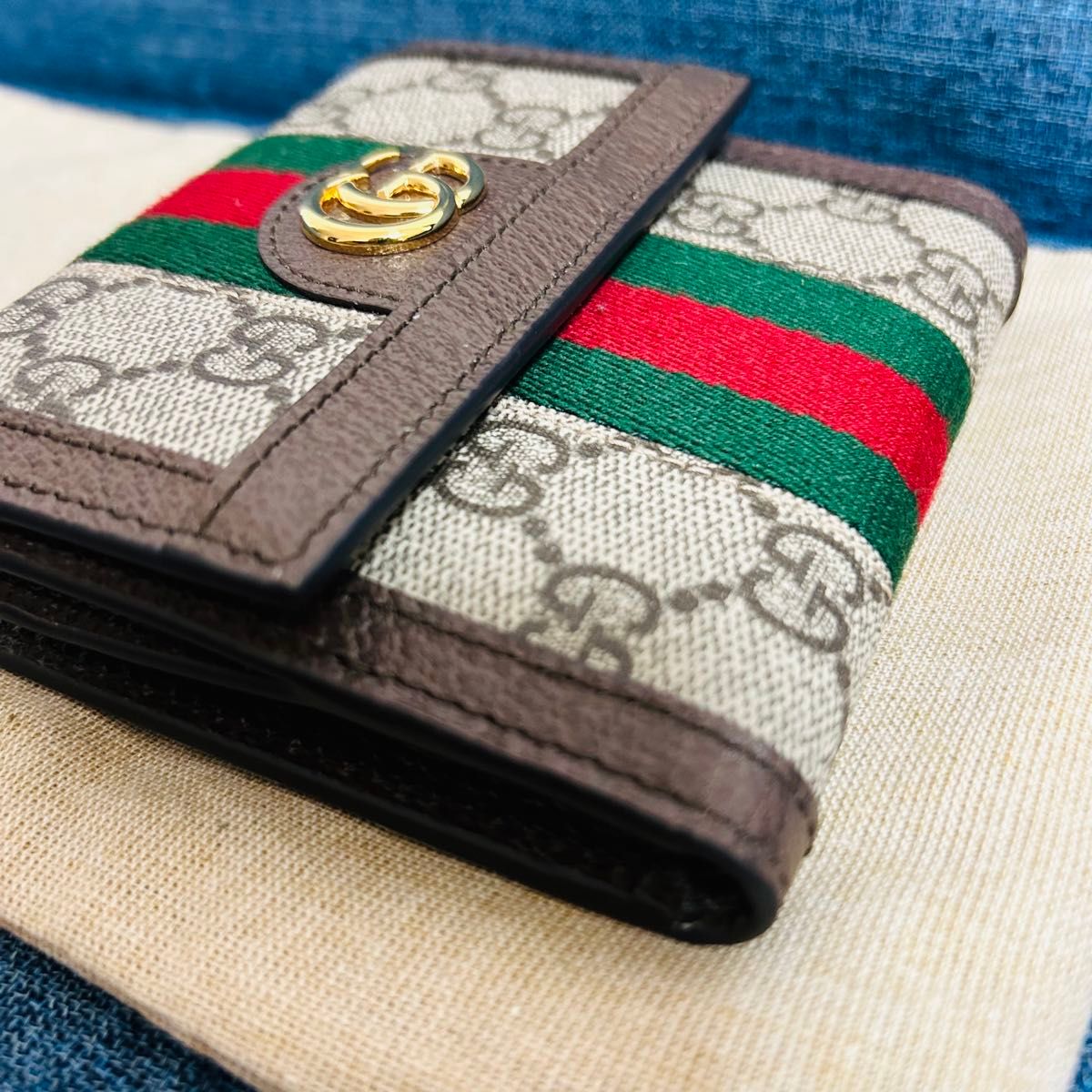 GUCCI グッチ オフィディア 三つ折り 財布 シェリーライン GUCCI グッチ オフィディア 三つ折り 財布 シェリーライン