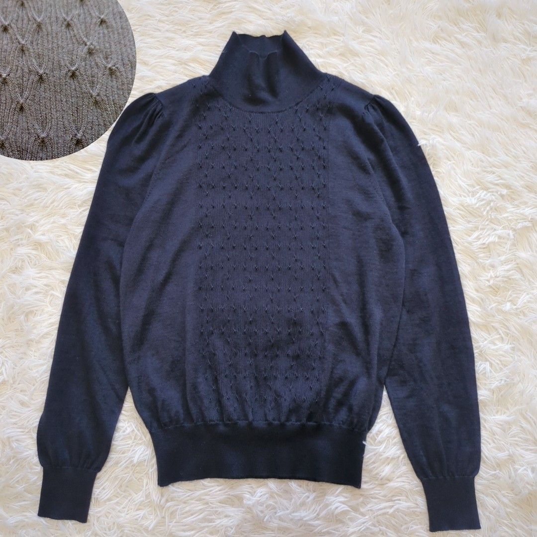 クルチアーニ】ハイネック ニット カシミヤシルク 模様編み クルチアーニ】ハイネック ニット カシミヤシルク 模様編み