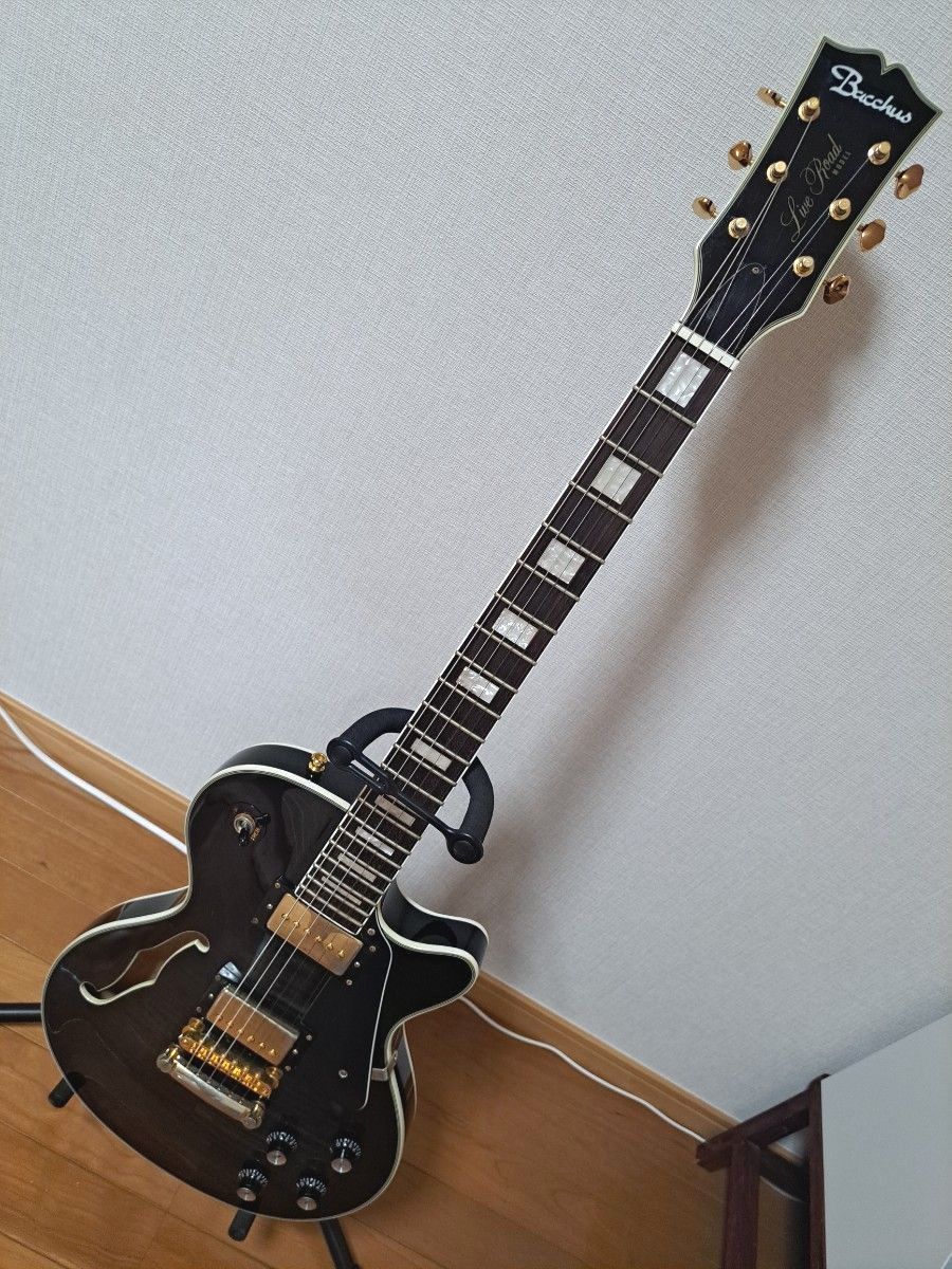 Bacchus Live Road モデル セミアコ ギターケース付き 黒 青 金 Bacchus Live Road モデル セミアコ ギターケース付き 黒 青 金