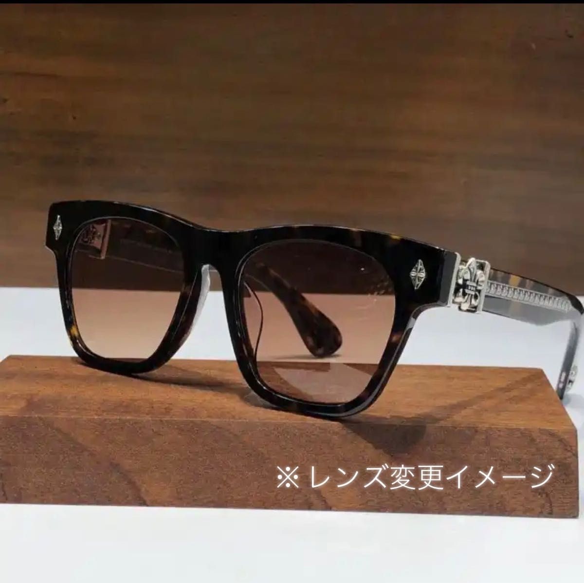 高級 伊達メガネ サングラス メガネにも利用可 シルバー