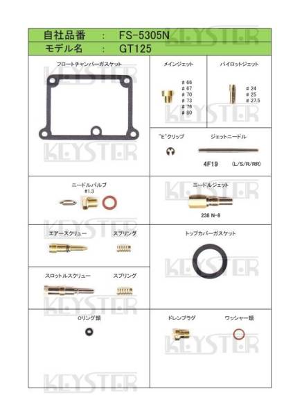 ■ FS-5305N　 GT125　キャブレター リペアキット　KEYSTER　キースター　燃調キット2_画像2