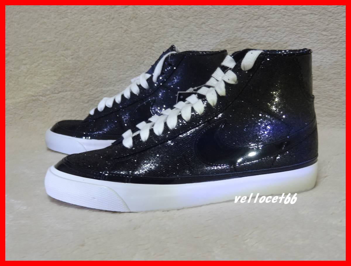 X-girl×Nike BLAZER MID 09 BLACK 24cm US7 BE@RBRICK付属 未使用新品 ベアブリック ブレザー スパンコール 黒 Xガール_画像1