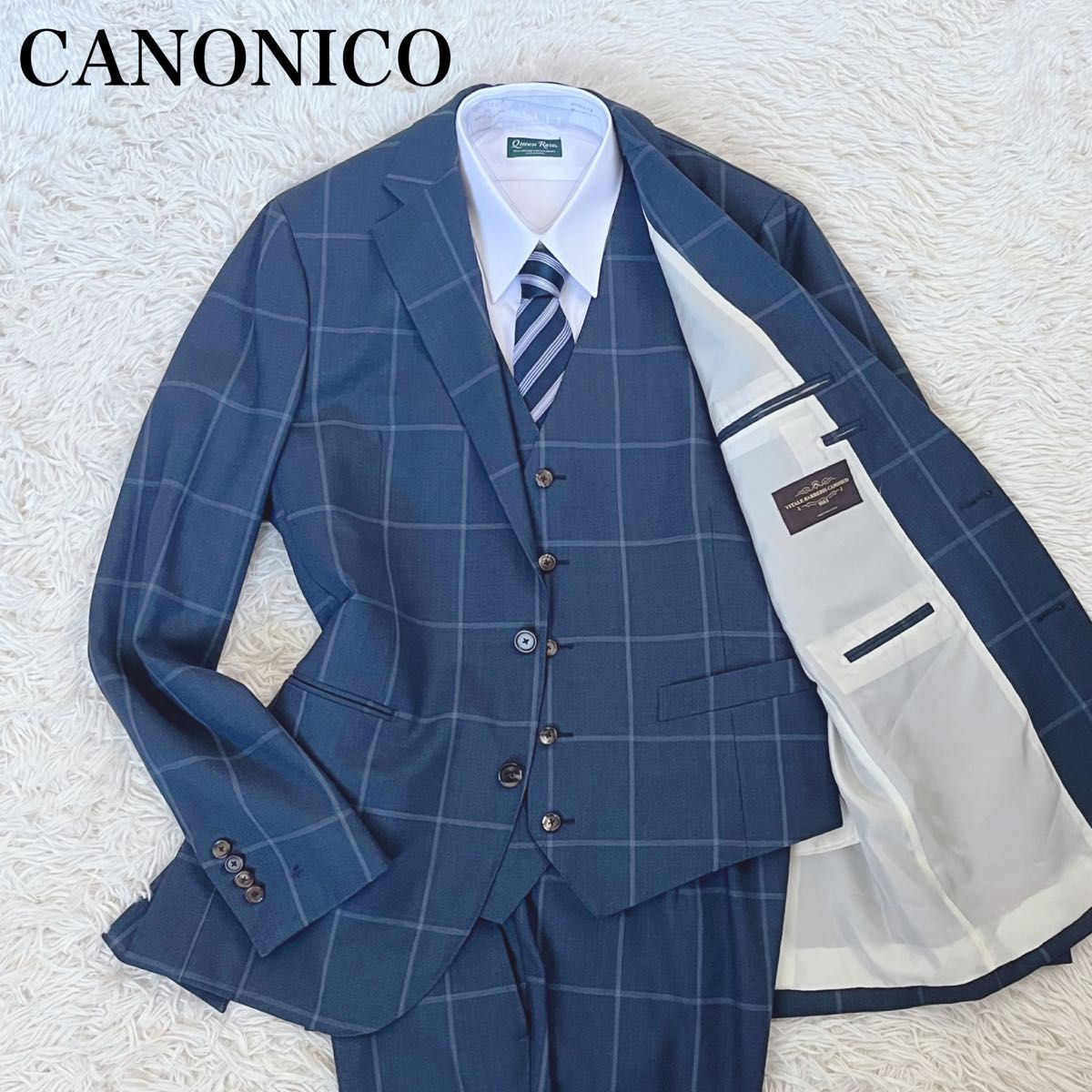 良品】カノニコ CANONICO ビジネススーツ 3ピース セットアップ 良品】カノニコ CANONICO ビジネススーツ 3ピース セットアップ