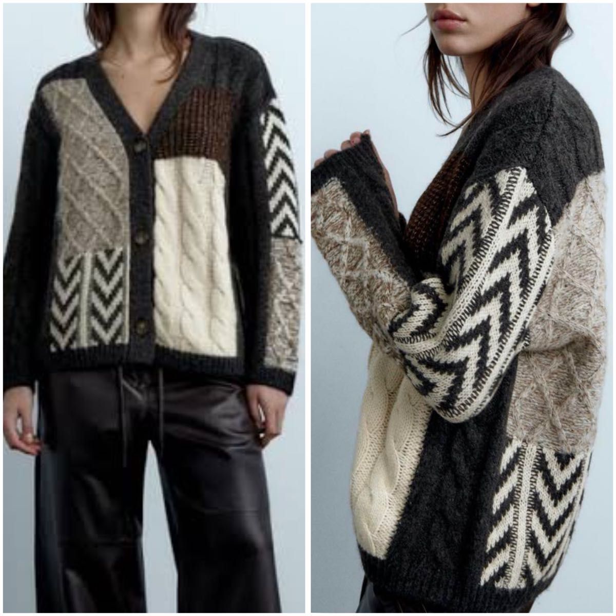 ザラ ZARA レディース パッチワーク風 セーター・ニット ザラ ZARA レディース パッチワーク風 セーター・ニット
