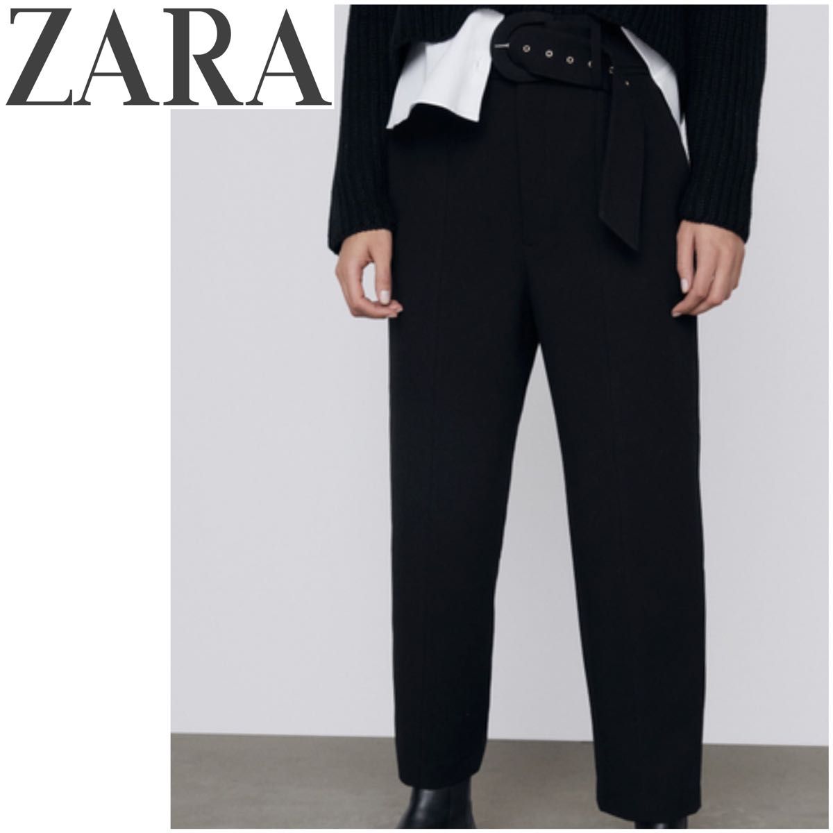 ザラ・ZARA レディース 布張り ベルト付きパンツ スラックス ザラ・ZARA レディース 布張り ベルト付きパンツ スラックス