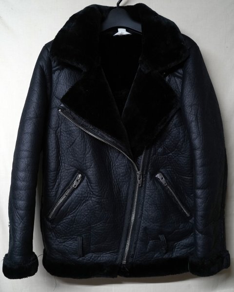 ◆H&M◆フェイクムートンジャケット フライトジャケット 黒◆