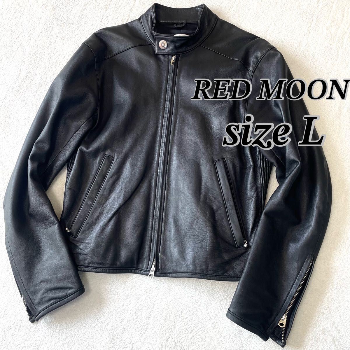 美品】RED MOON ライダースジャケット メンズ 本革 ブラック 美品】RED MOON ライダースジャケット メンズ 本革 ブラック