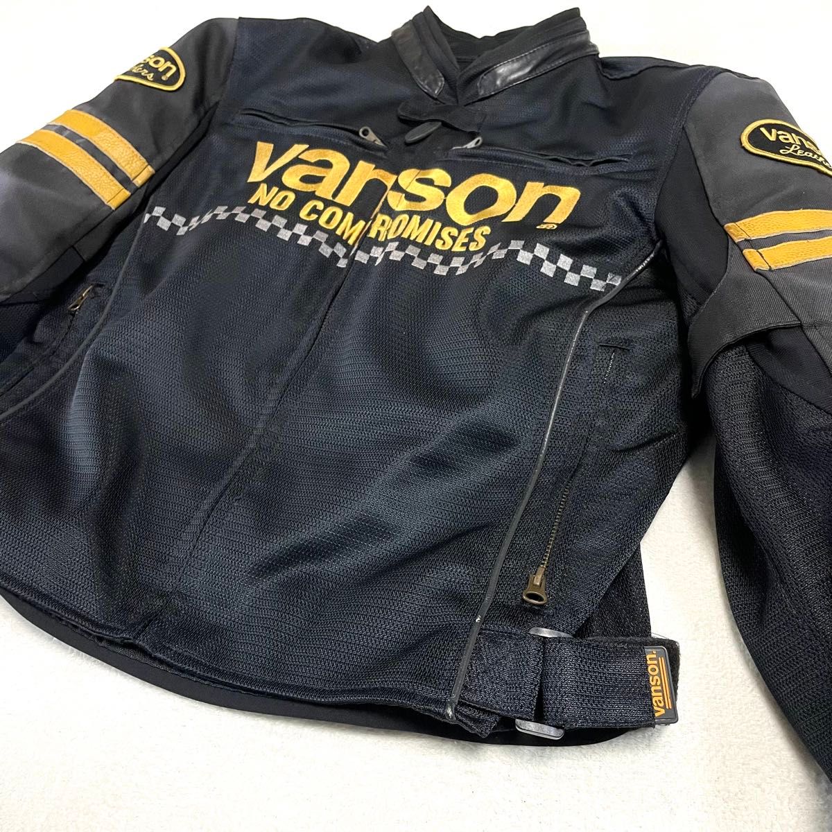 VANSON メッシュライダースジャケット ロゴ刺繍 ストレッチ VANSON メッシュライダースジャケット ロゴ刺繍 ストレッチ