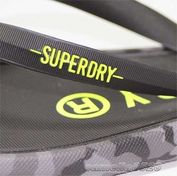 Superdry スーパードライ 極度乾燥しなさい Surplus Goods Flip Flops スポーツ ビーチ サンダル 黒 ブラック 迷彩 L 約27～27.5cm 新品_画像2