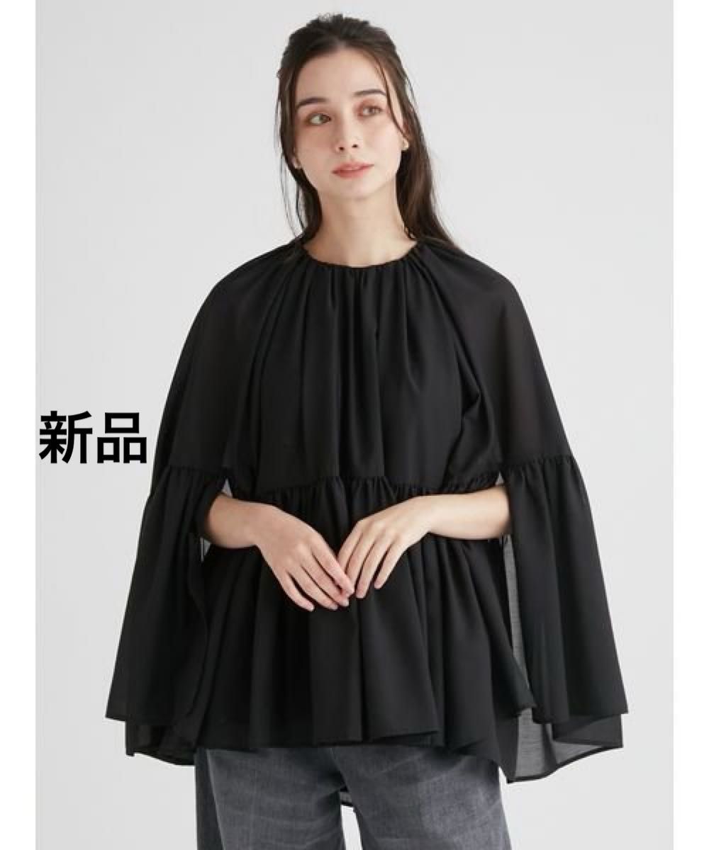 新品 CELFORD セルフォード ペプラムケープブラウス BLK 新品 CELFORD セルフォード ペプラムケープブラウス BLK