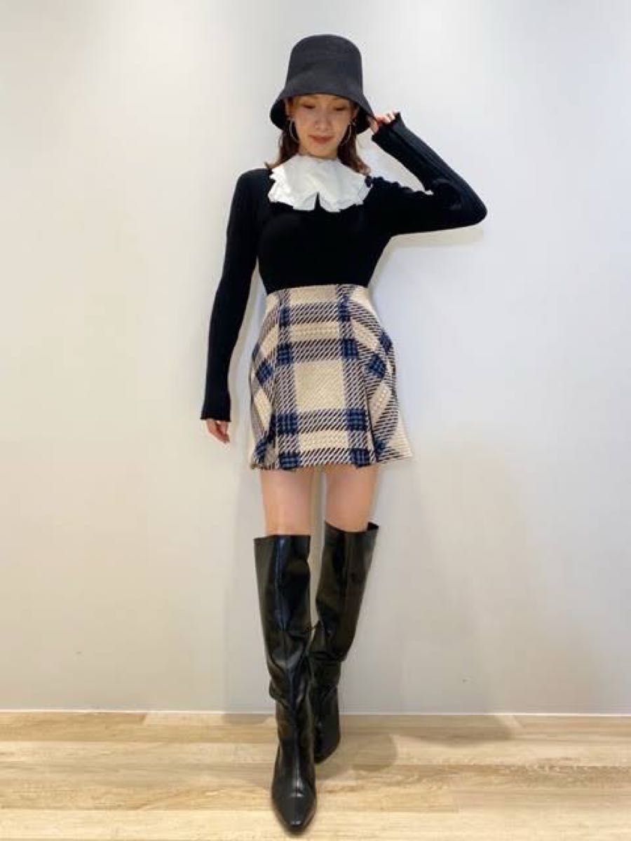 SNIDEL スナイデル ロービングチェックミニスカート IVR size0 SNIDEL スナイデル ロービングチェックミニスカート IVR size0
