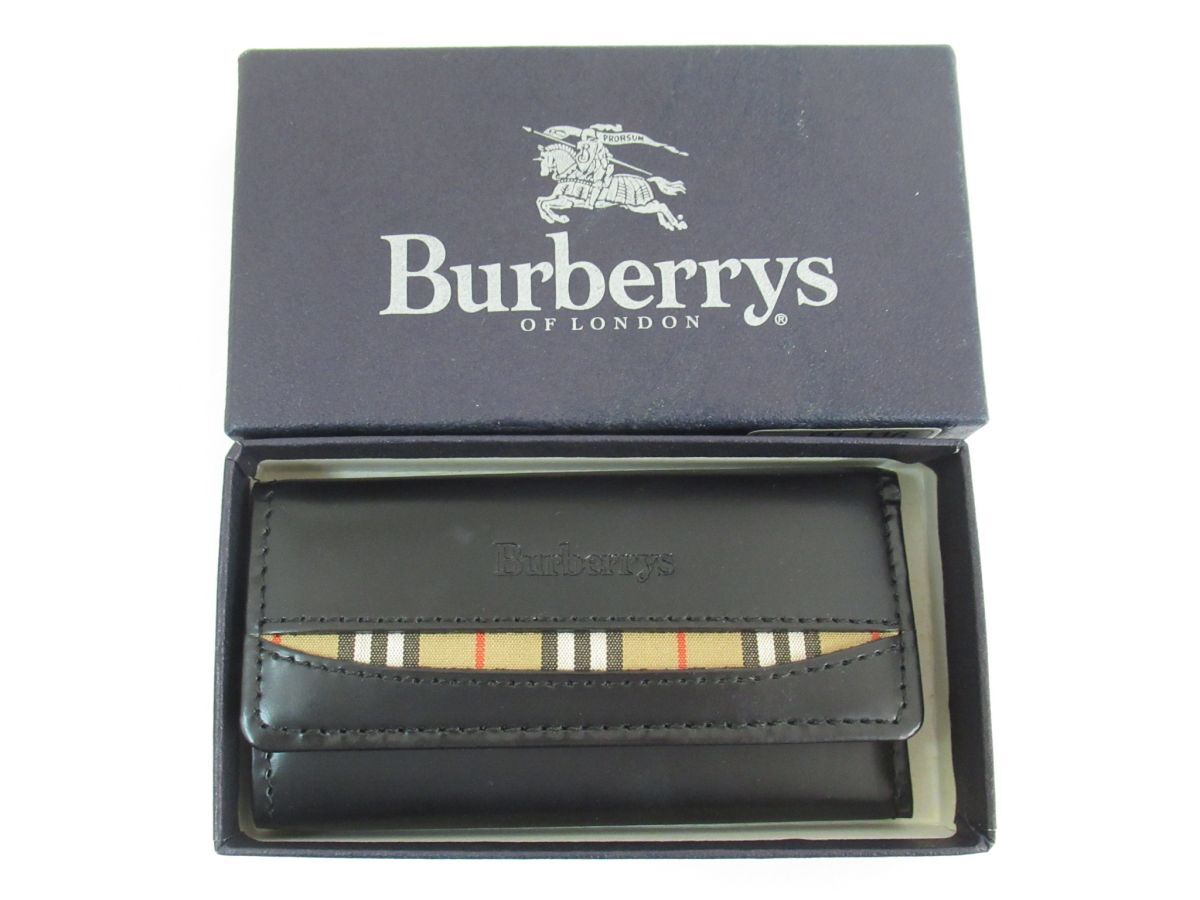 AG 3-5 未使用 Burberrys バーバリー キーケース キーホルダー ブラック FN116 EX09