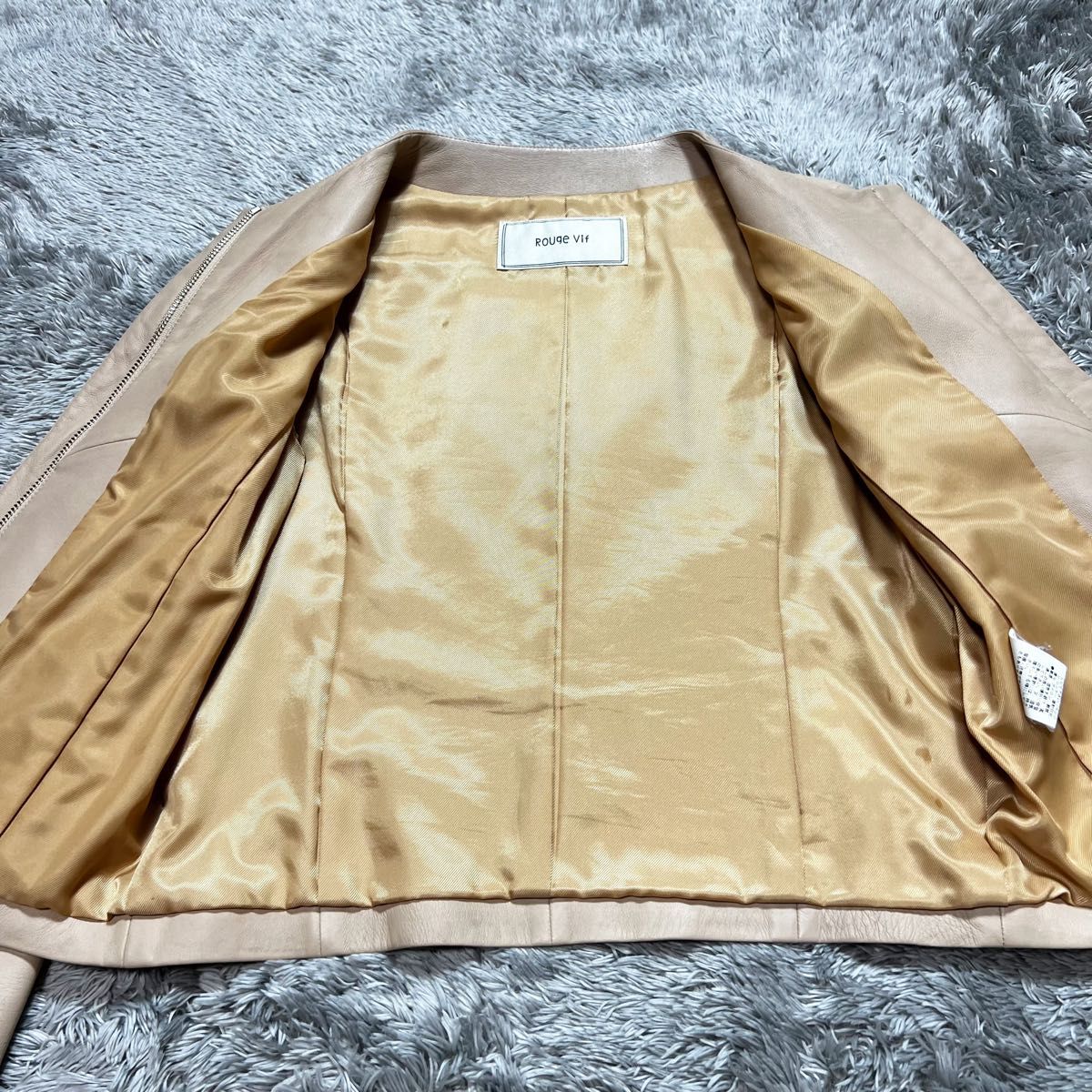 Rouge vif ルージュビフ ラムレザー 羊革 ノーカラージャケット